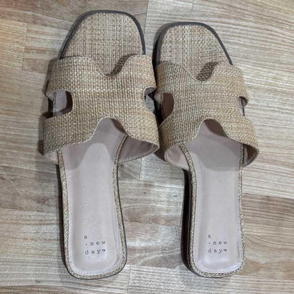 a new day Shoes - a new day Woven Tan Slide Sandals